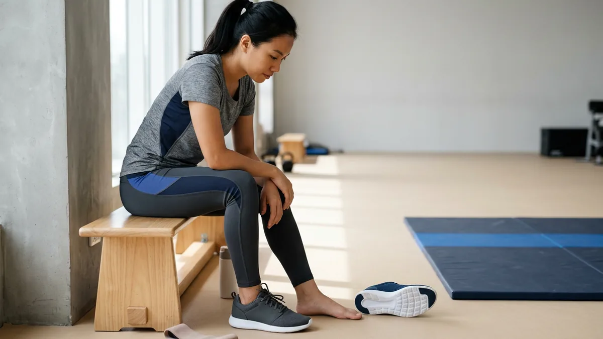Người tập gym so sánh giày đế phẳng ổn định với giày nhẹ có đệm để chọn theo loại bài tập.